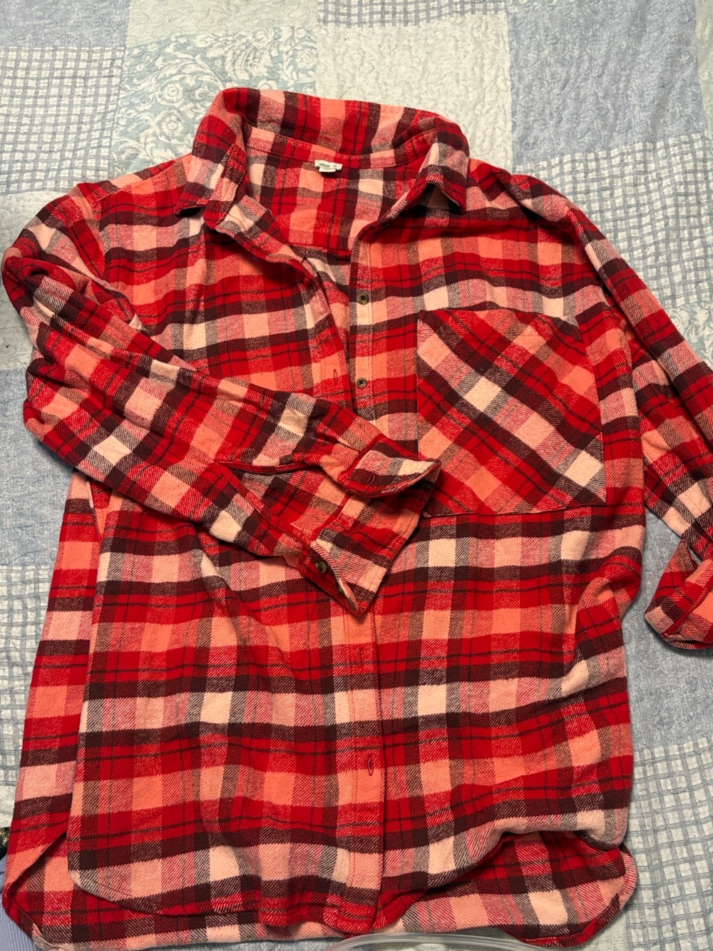 aerie Oversized Red Flannel Shirt NWOT